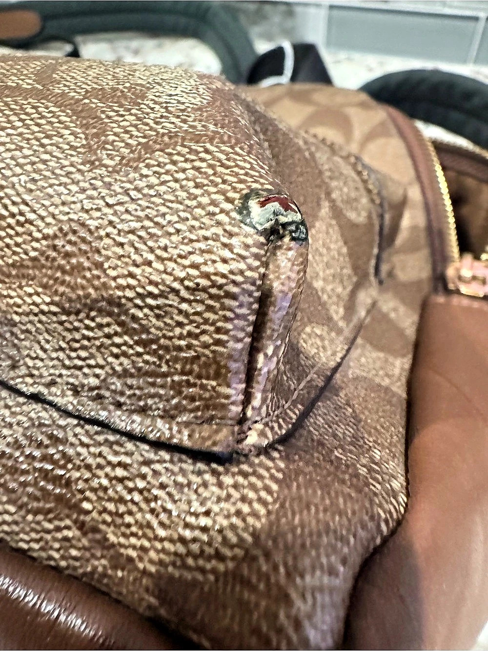Coach Mini Charlie Backpack in Signature Canvas Brown & Tan - Picture 10 of 11